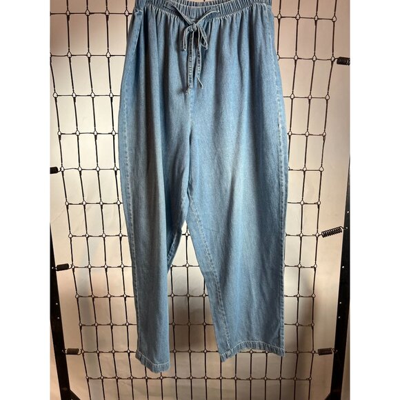 Vintage Studio 1X Denim Drawstring Elastic Waist Tapered Pants Womens Relaxed Fi - Picture 2 of 16